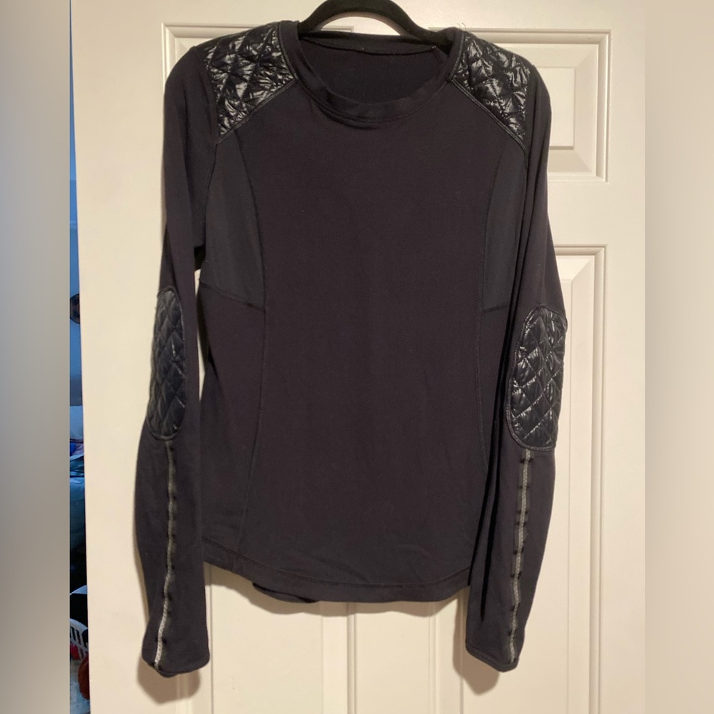 LULULEMON Run Ice Queen Long Sleeve Shirt Black Quilted Sz 10